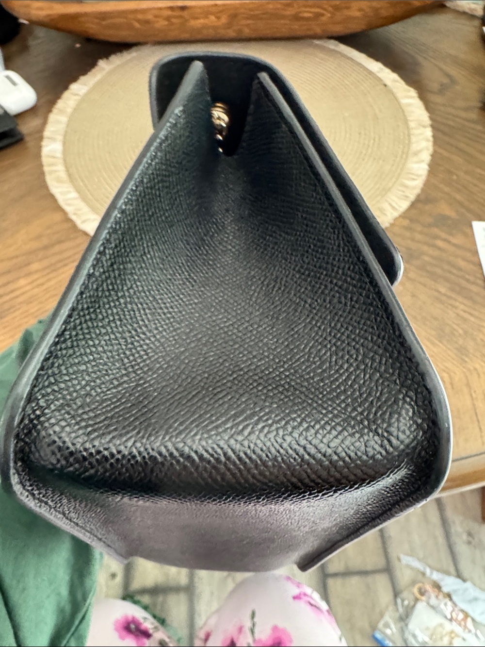 Furla Black Cross Grain Shoulder Bag with Gold Studs & Strap - Picture 5 of 9